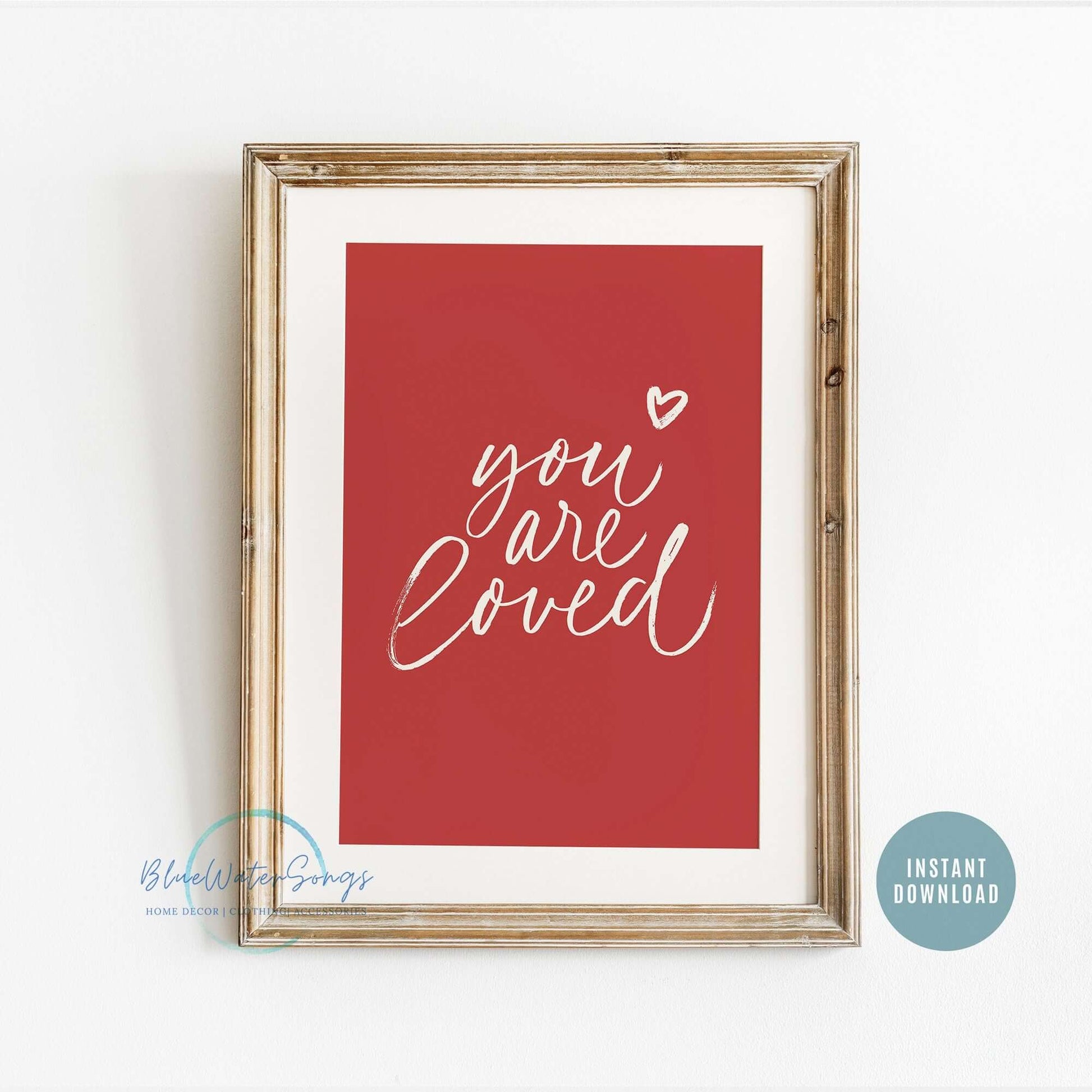 Handwriting You Are Loved Valentine Printable, Minimal Valentine Wall Art, Valentines Printable, Calligraphy Love Print, Instant Download