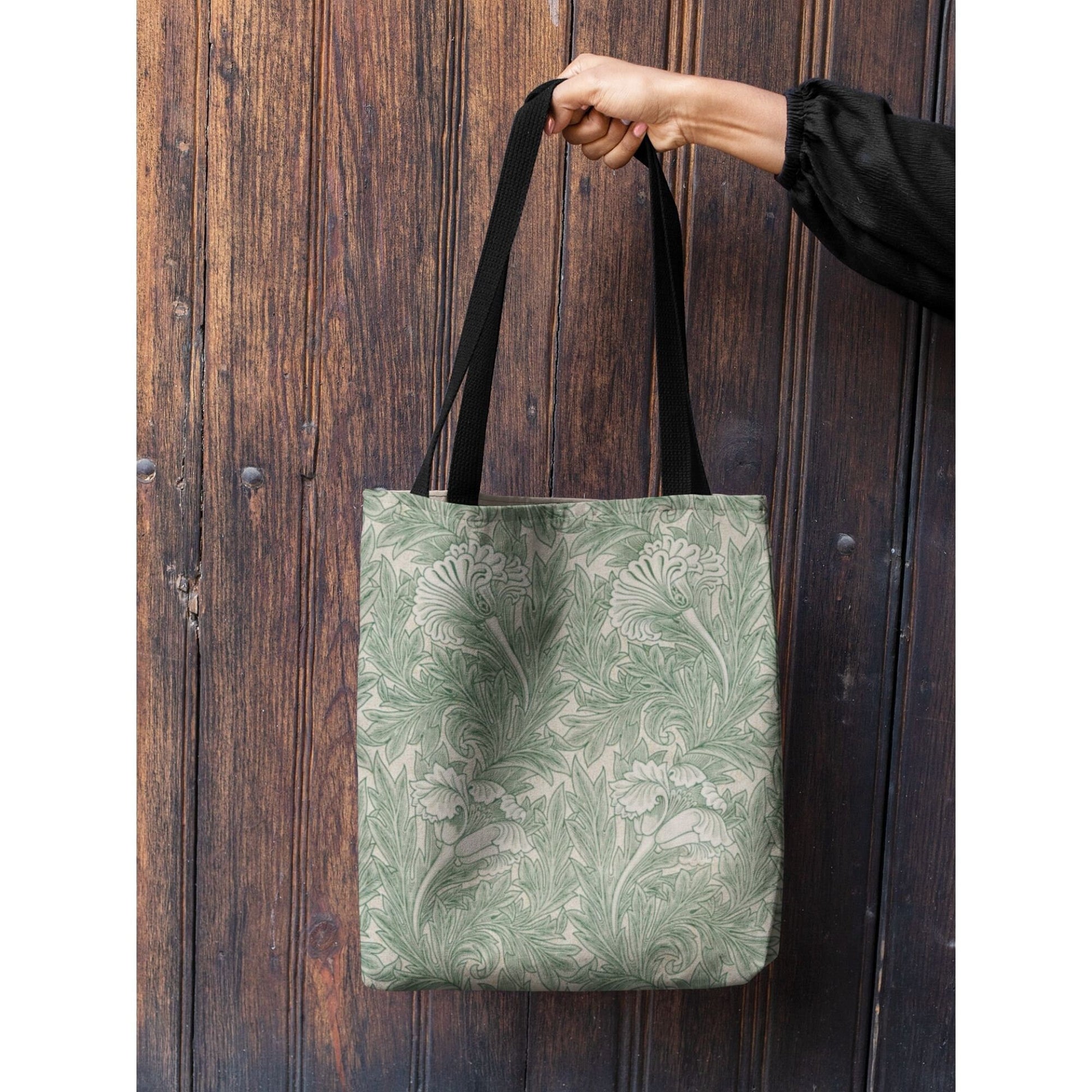 Green William Morris TOTE BAG - Tulip Pattern - Vintage Art Inspired