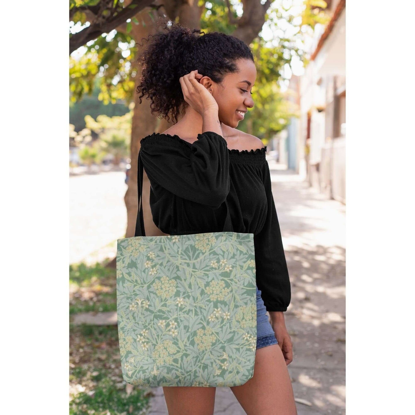 Vert William Morris TOTE BAG - Motif Jasmin - Vintage Art Inspiré