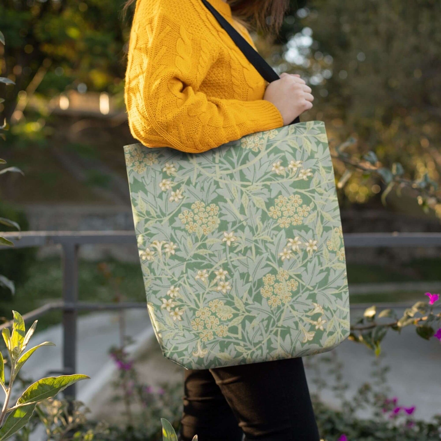 Vert William Morris TOTE BAG - Motif Jasmin - Vintage Art Inspiré