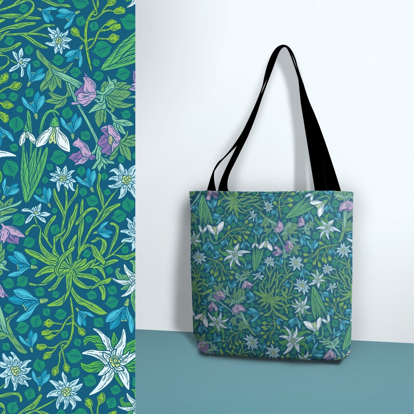 Vintage Snowdrop Floral Tote Bag from Blue Water Songs