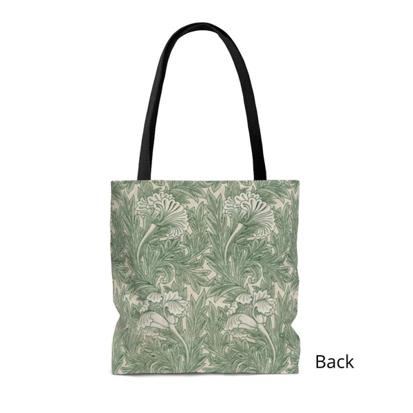Green William Morris TOTE BAG - Tulip Pattern - Vintage Art Inspired