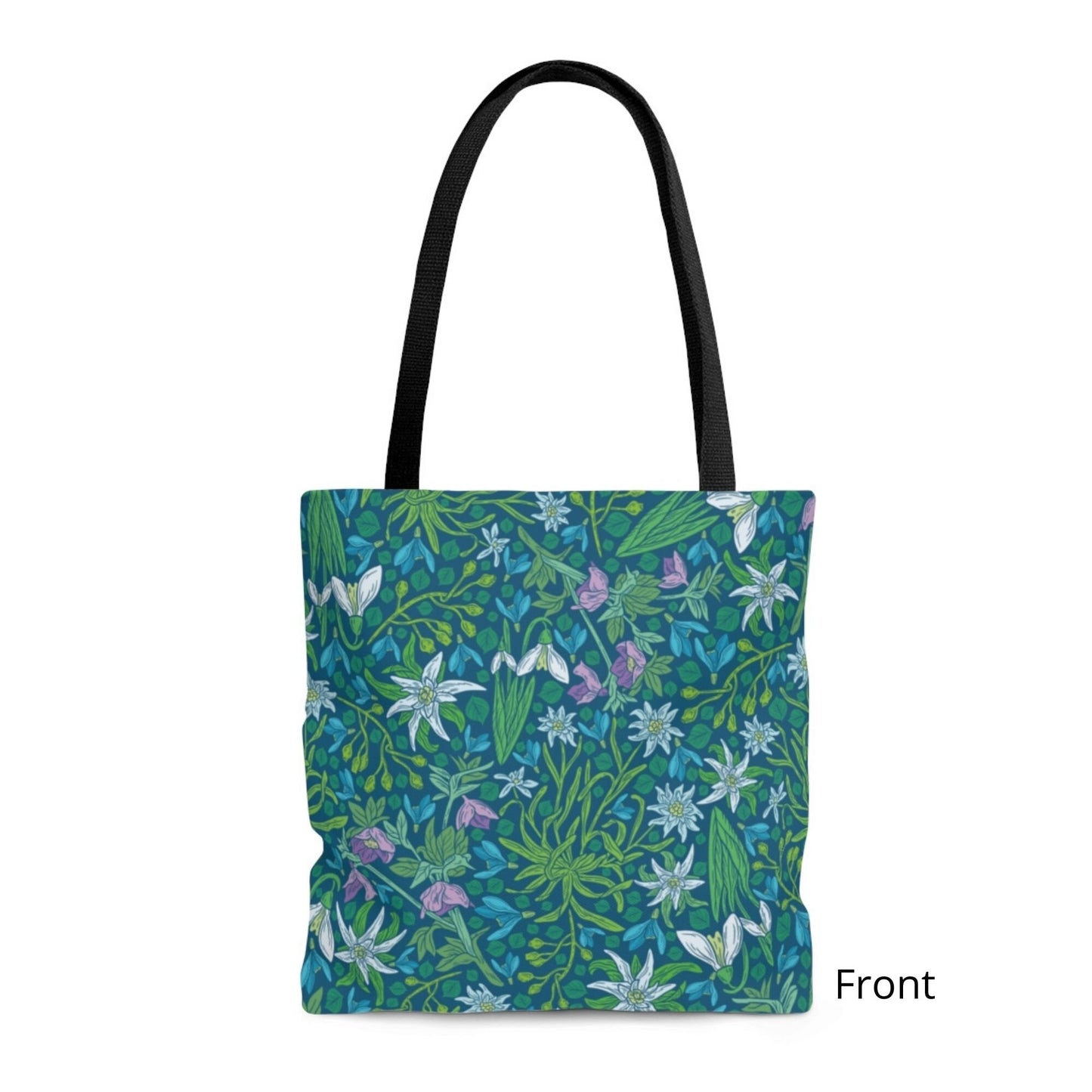 front side of Vintage Snowdrop Floral Tote Bag from Blue Water Songs