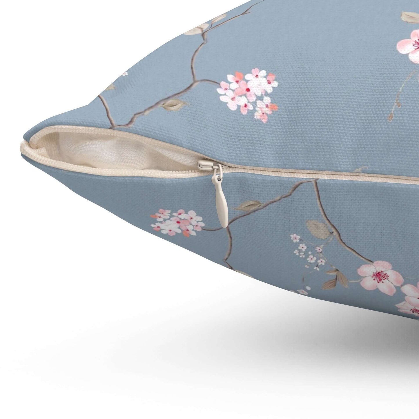 Pink Cherry Blossom Flowers Pillow Cover, Floral Pillow, Spring Pillow Cover, Spring Flower Pillow Cover, Blue Pillow, Farmhouse Pillow