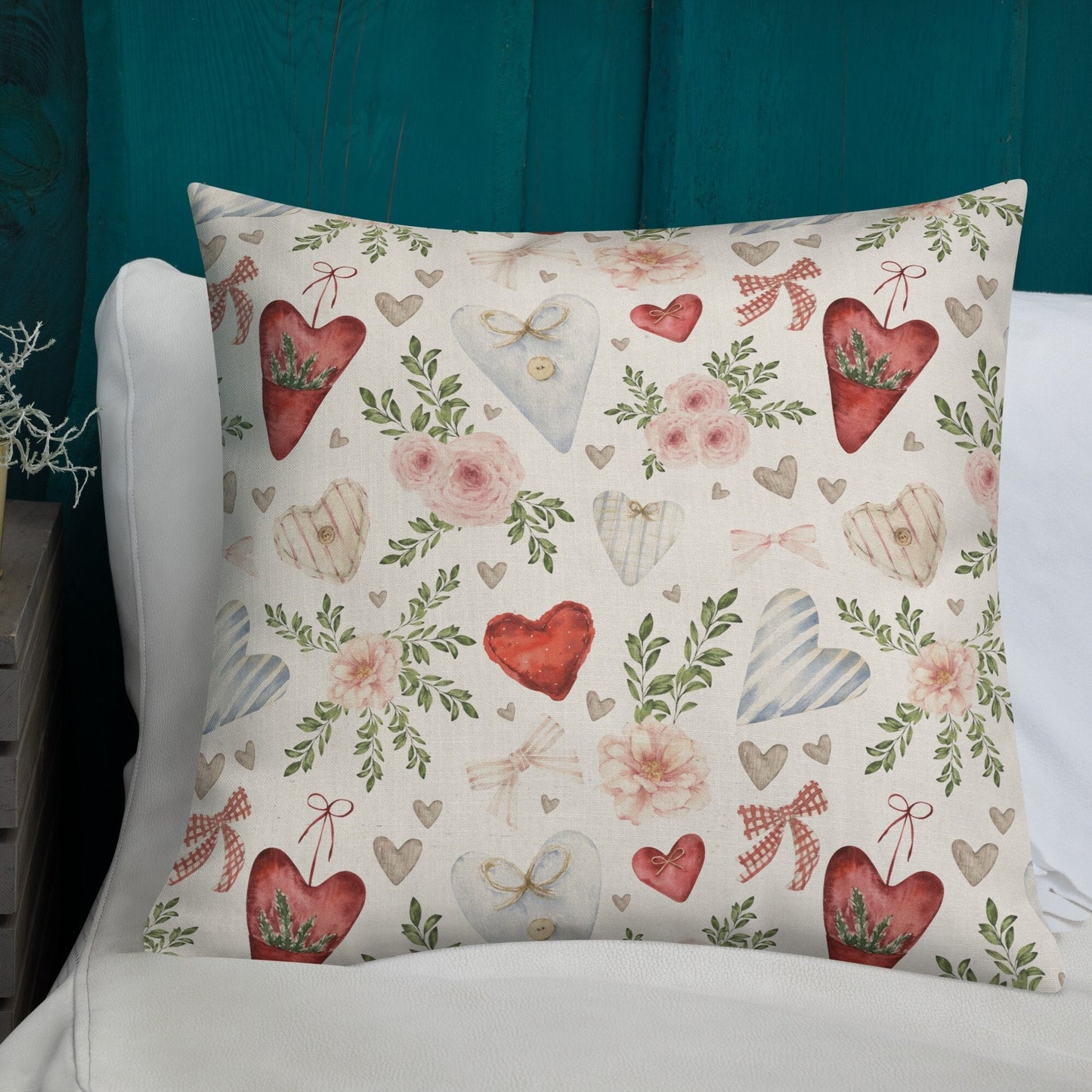 Coeurs rouges et roses Valentine OREILLER &amp; COUVERTURE