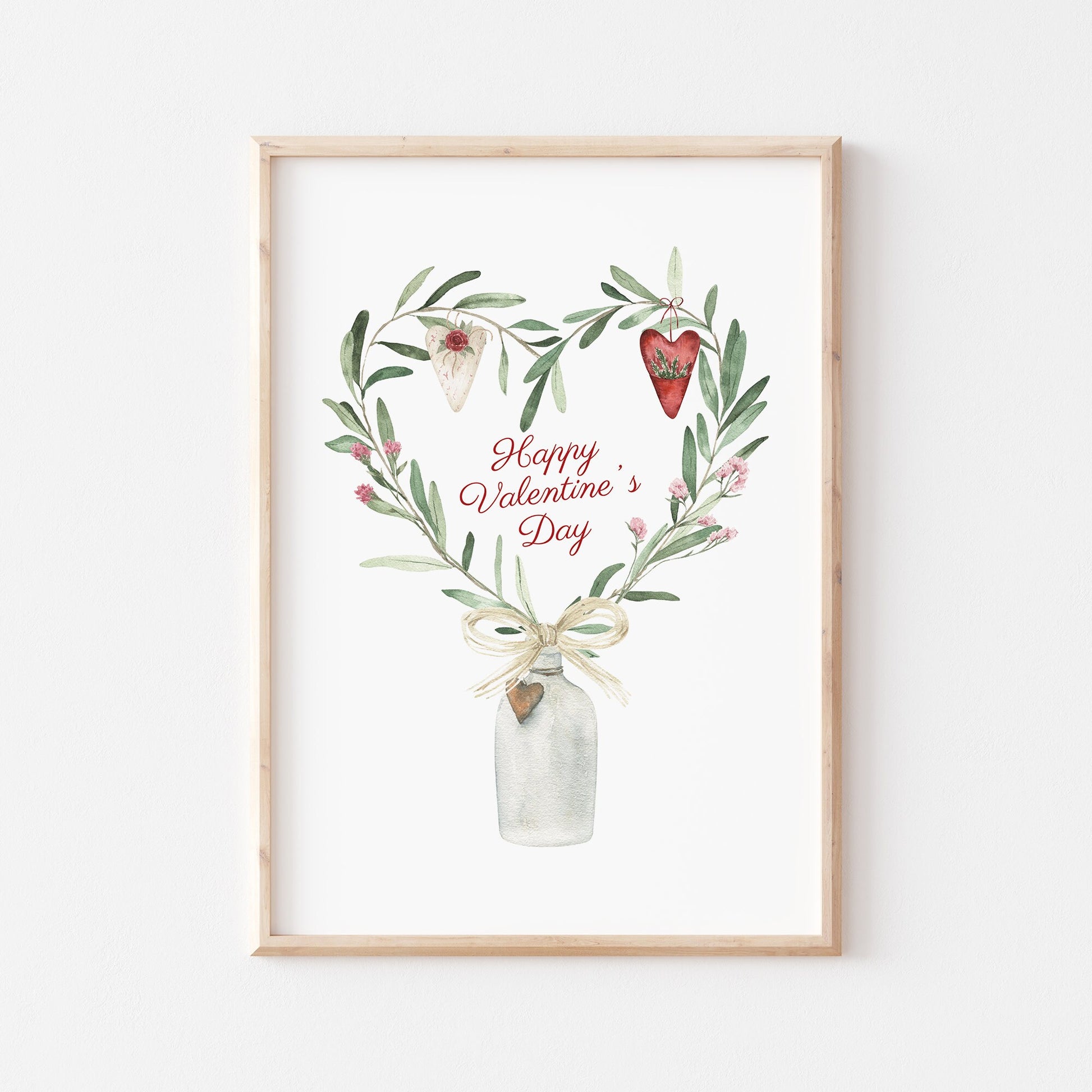 Watercolor Botanical Heart Valentine Printable Art - DIGITAL DOWNLOAD