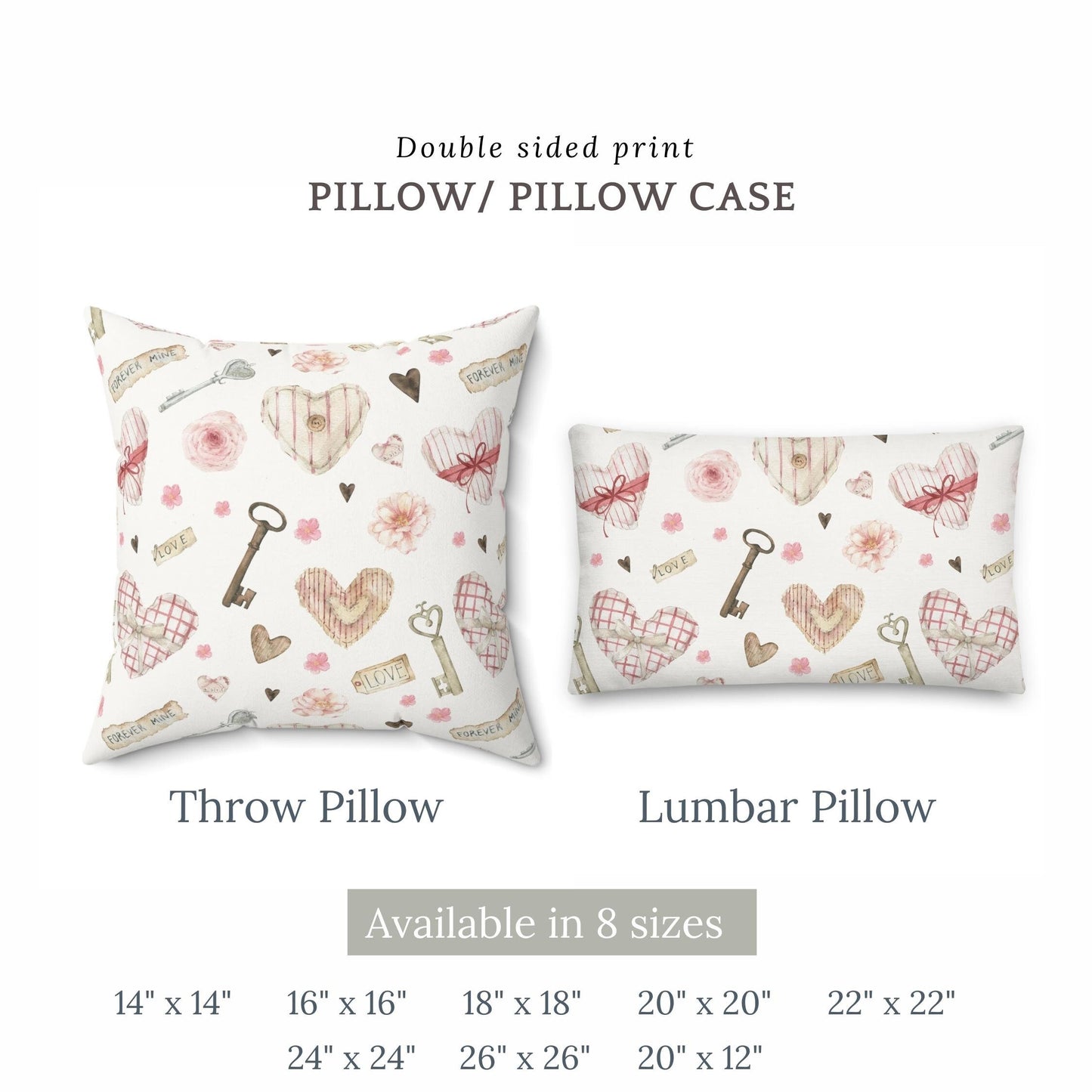 Valentine Coeurs Roses Clés Vintage OREILLER ET COUVERTURE