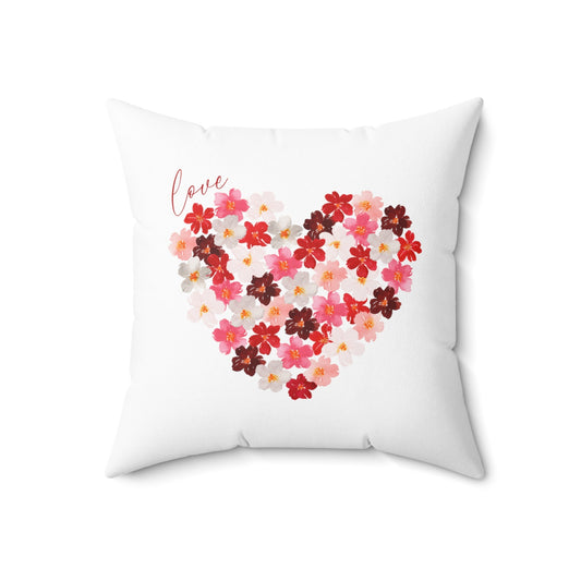 Watercolor Flowers Red Heart Valentine PILLOW & COVER