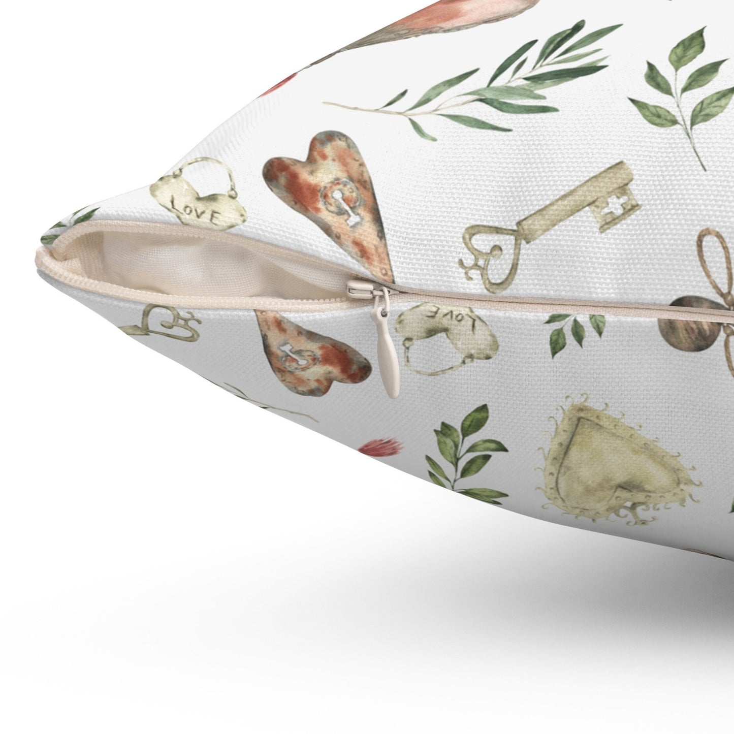 Feuilles et coeurs botaniques de la Saint-Valentin OREILLER ET COUVERTURE