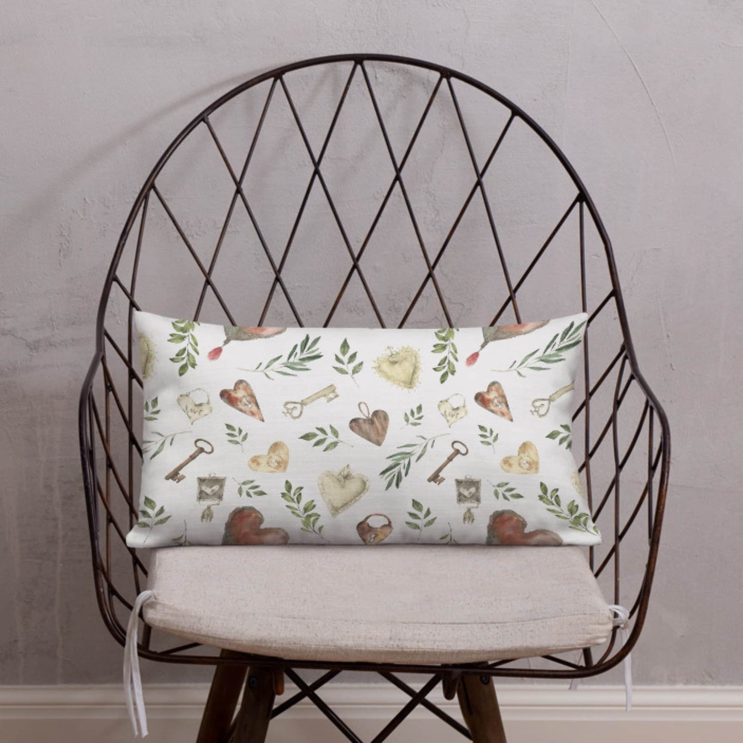 Feuilles et coeurs botaniques de la Saint-Valentin OREILLER ET COUVERTURE