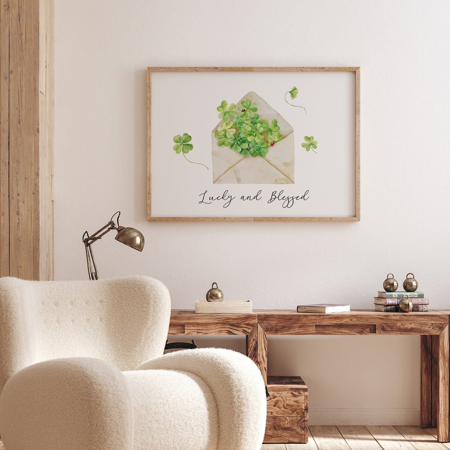 Watercolor Clover Printable Wall Art, Lucky and Blessed St. Patrick&#39;s Day Print, St. Patrick&#39;s Day Decor, DIGITAL DOWNLOAD