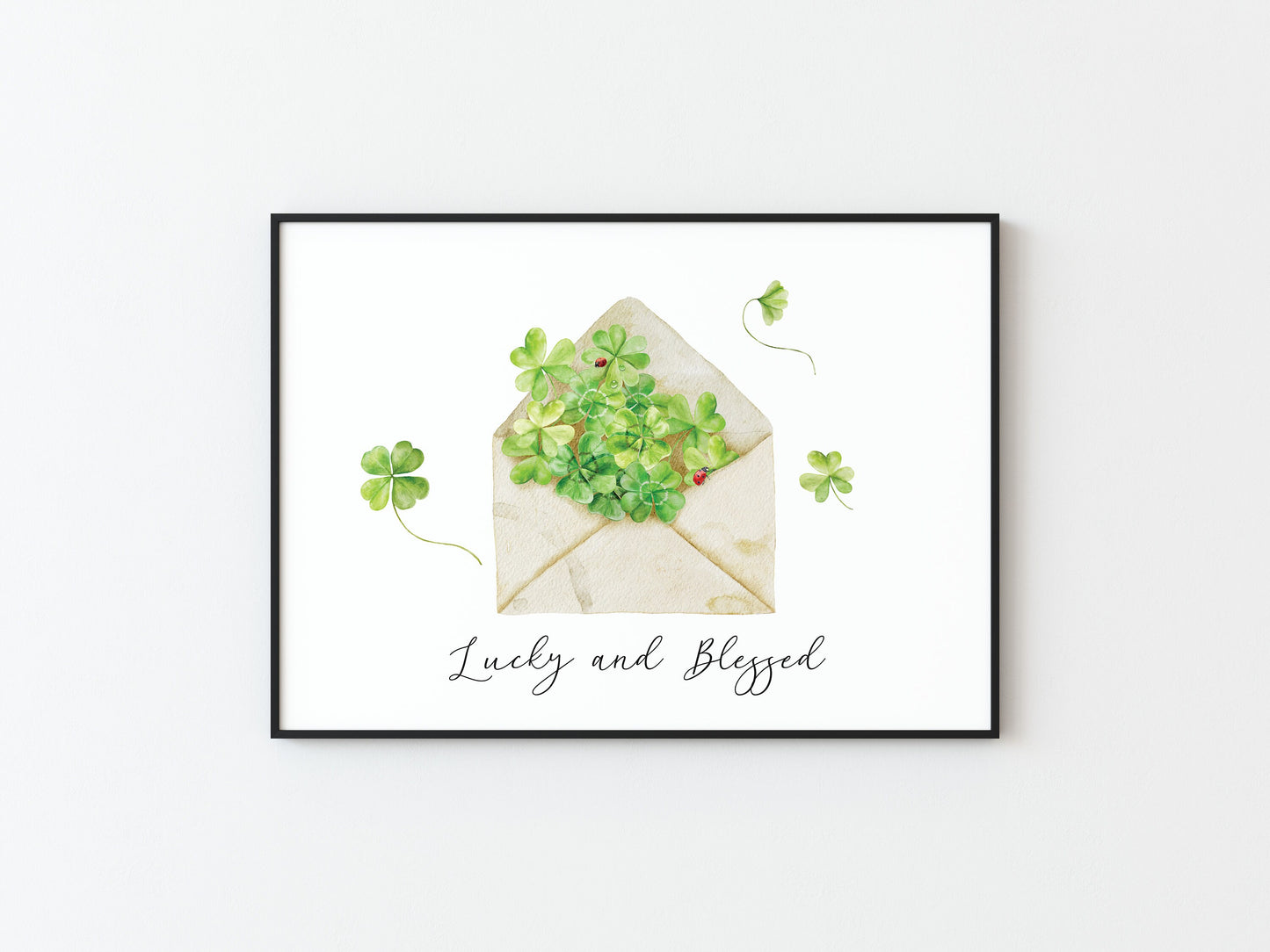 Watercolor Clover Printable Wall Art, Lucky and Blessed St. Patrick&#39;s Day Print, St. Patrick&#39;s Day Decor, DIGITAL DOWNLOAD