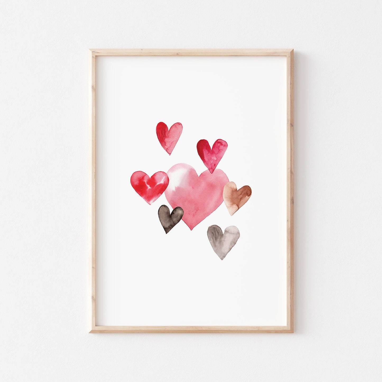pink hearts wall art by Blue Water Songs
