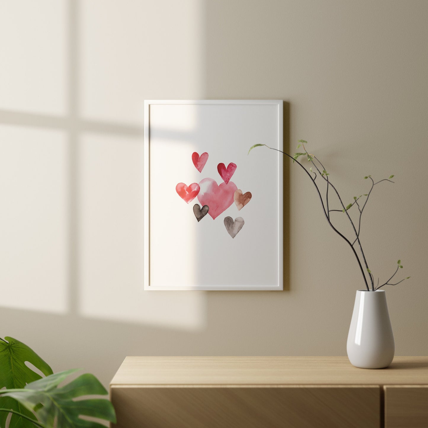 minimal decor with heart valentine wall art by Blue Water Songs