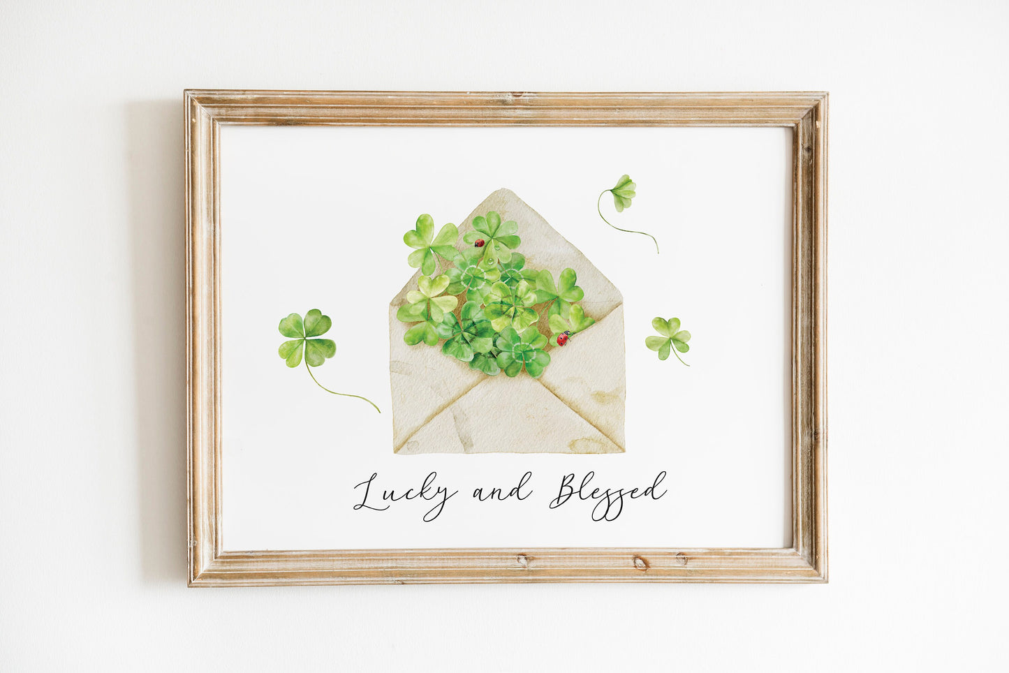 Watercolor Clover Printable Wall Art, Lucky and Blessed St. Patrick&#39;s Day Print, St. Patrick&#39;s Day Decor, DIGITAL DOWNLOAD
