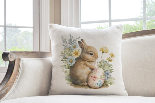 Easter Bunny and Flower PILLOW & COVER - SPRING EASTER DECOR