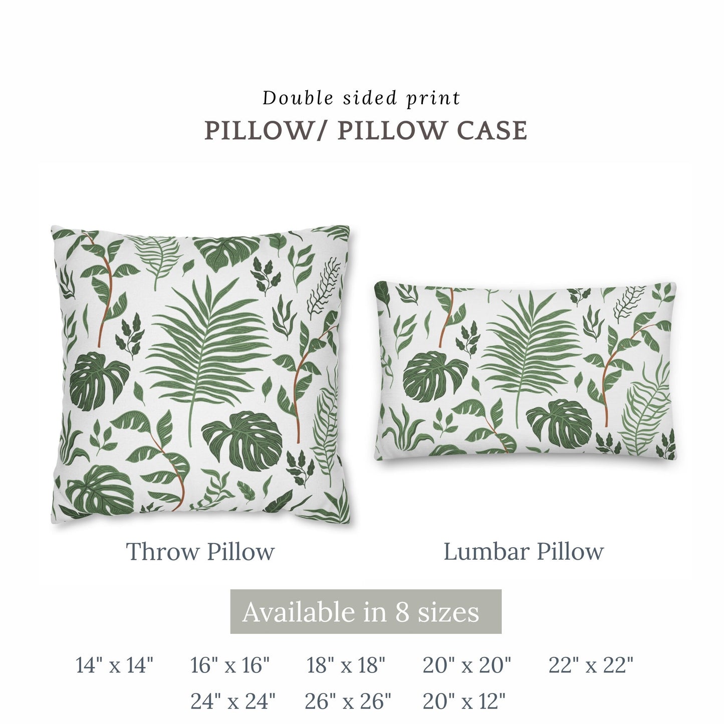 Feuilles de Monstera tropicales OREILLER et COUVERTURE - Accent d’été décoratif botanique