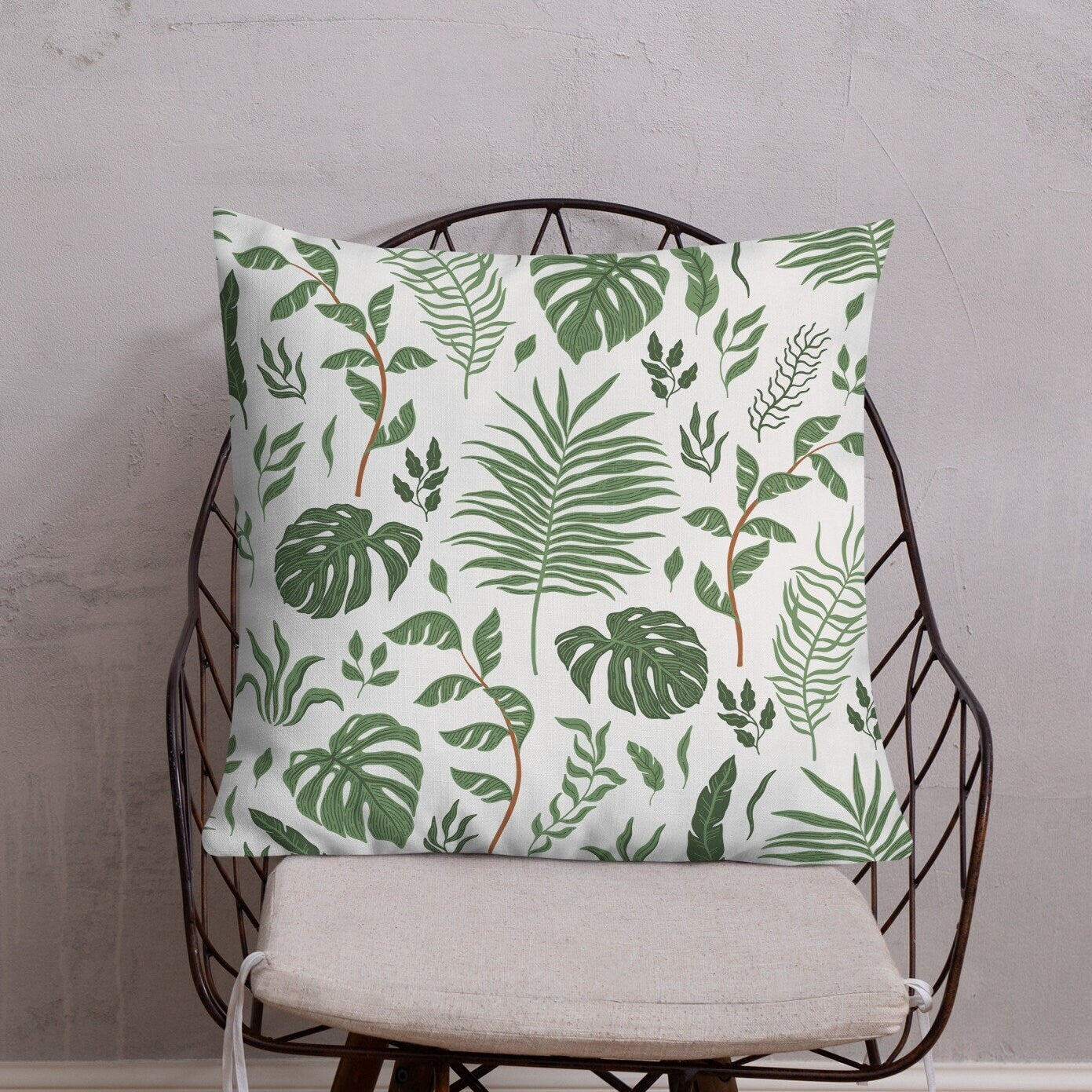 Feuilles de Monstera tropicales OREILLER et COUVERTURE - Accent d’été décoratif botanique