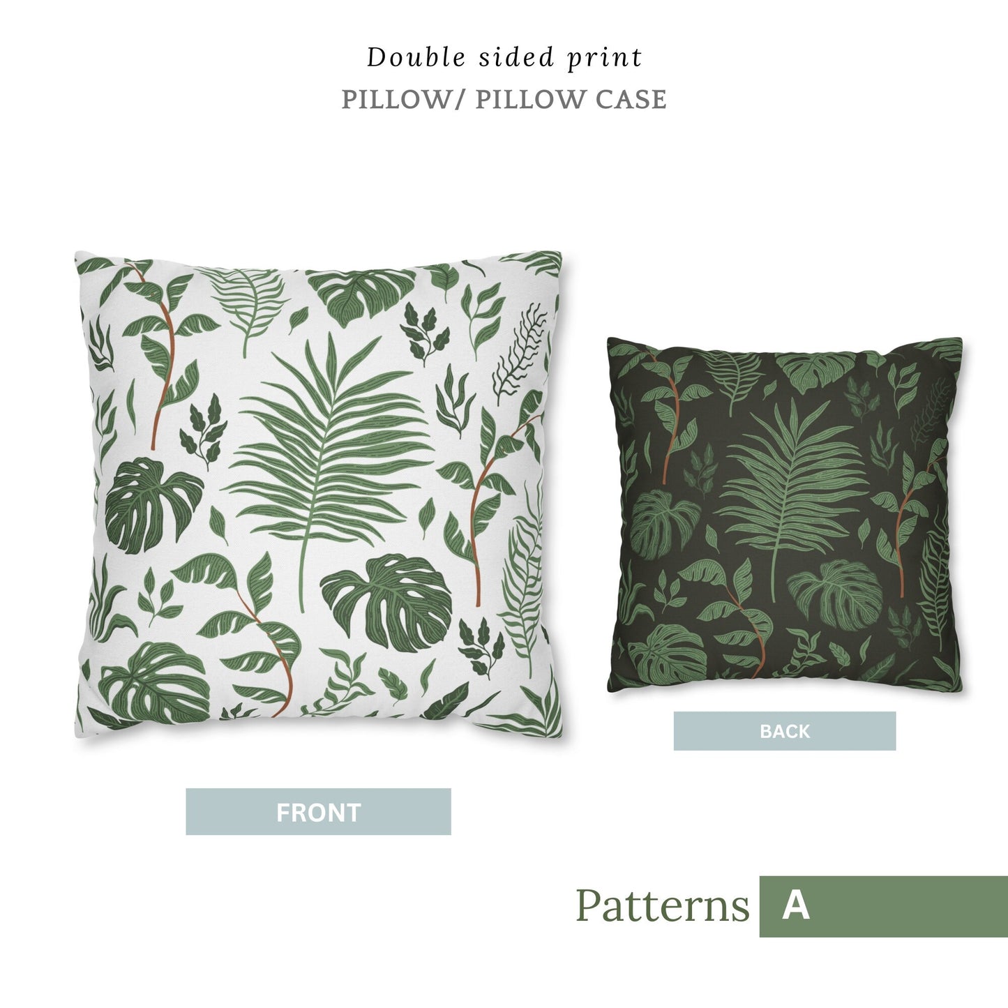 Feuilles de Monstera tropicales OREILLER et COUVERTURE - Accent d’été décoratif botanique