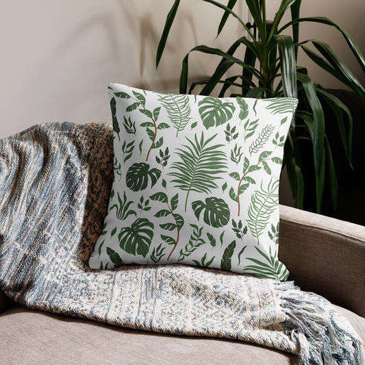 Feuilles de Monstera tropicales OREILLER et COUVERTURE - Accent d’été décoratif botanique