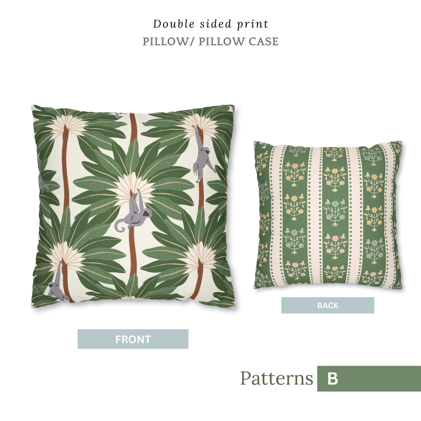 Feuilles de Monstera tropicales OREILLER et COUVERTURE - Accent d’été décoratif botanique