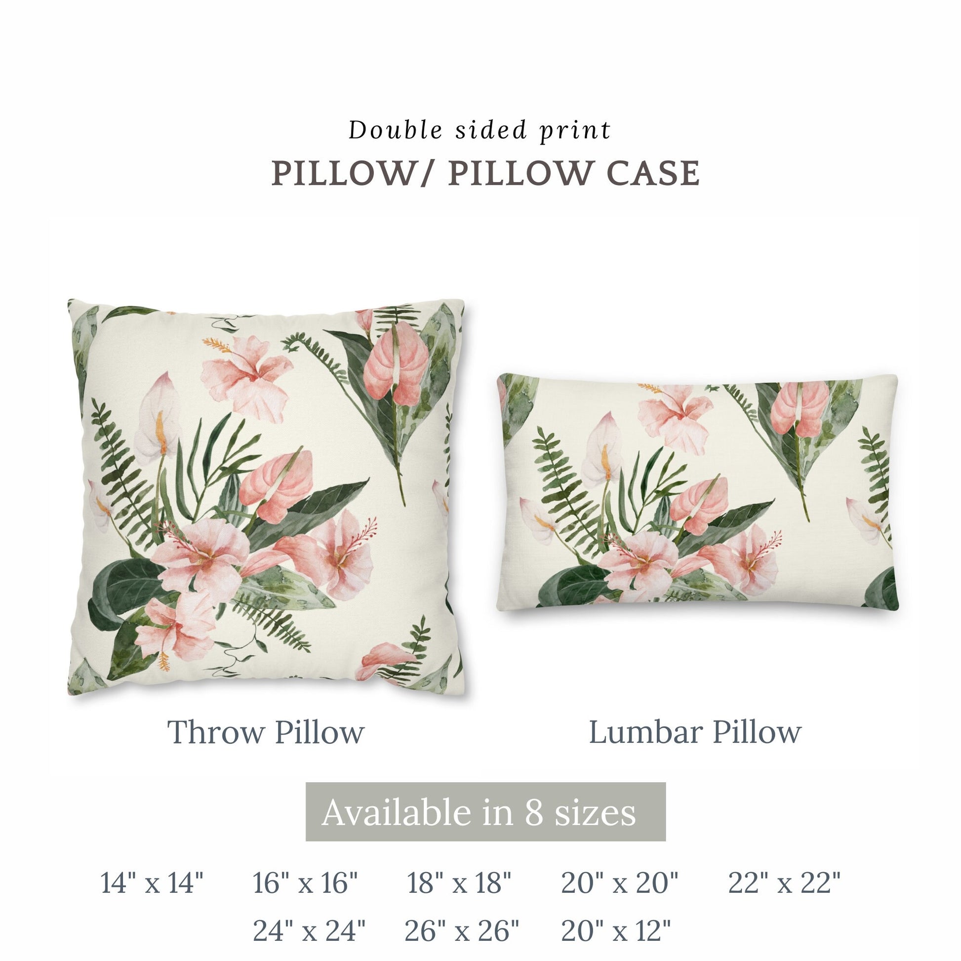 Watercolor Tropical Floral PILLOW & COVER - Summer Coastal Hawaiian