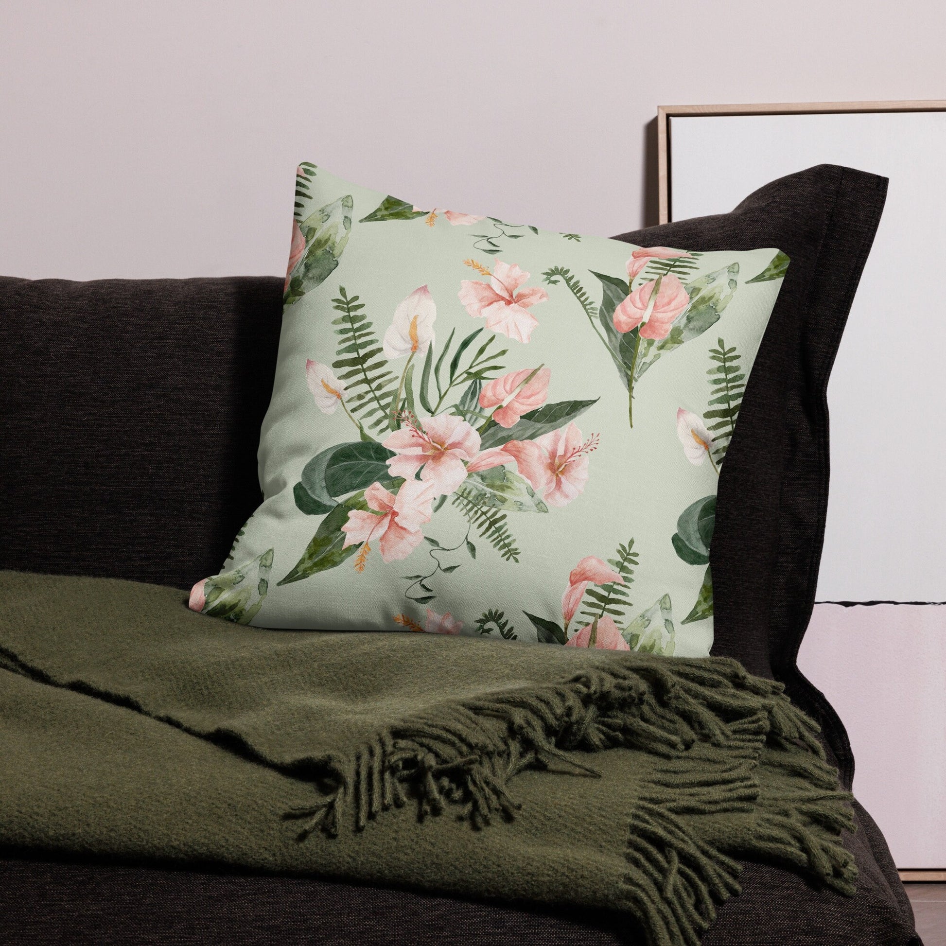 Watercolor Tropical Floral PILLOW & COVER - Summer Coastal Hawaiian