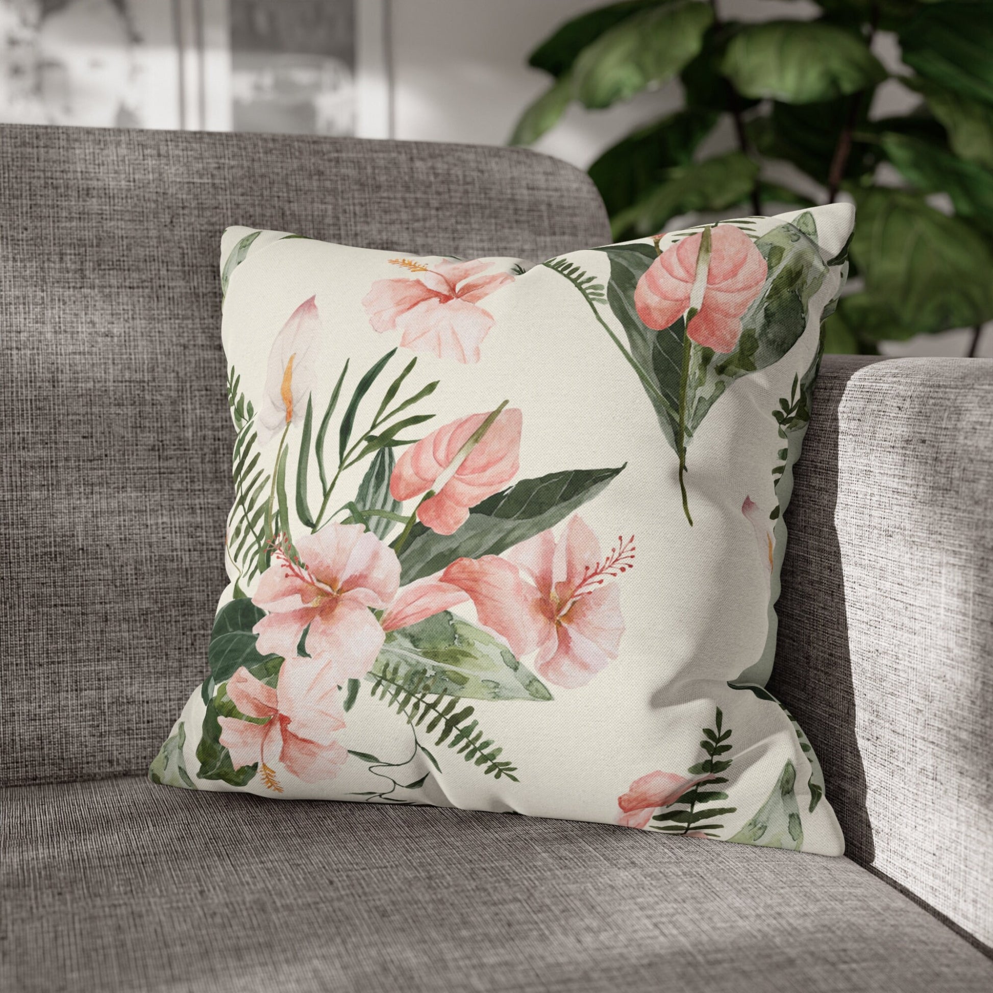 Watercolor Tropical Floral PILLOW & COVER - Summer Coastal Hawaiian