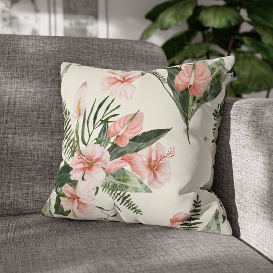 Watercolor Tropical Floral PILLOW & COVER - Summer Coastal Hawaiian