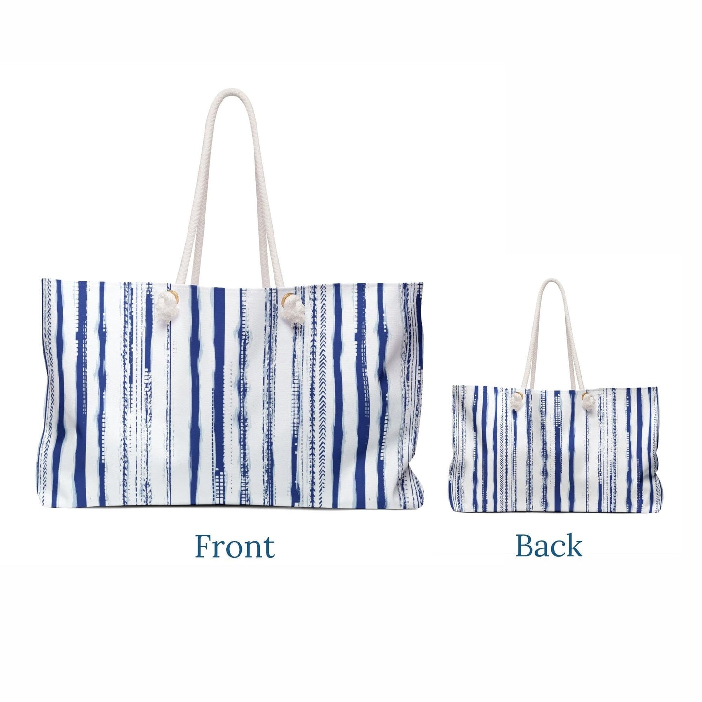 Sac de plage à rayures bleues aquarelle - WEEKENDER BAG
