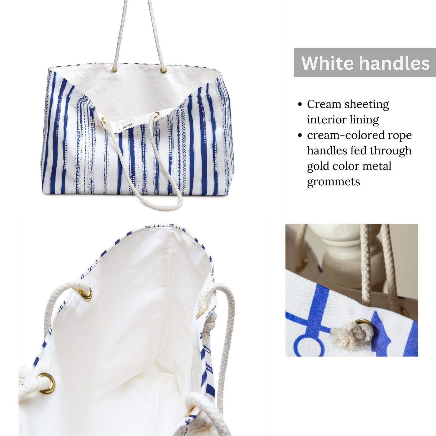 Sac de plage à rayures bleues aquarelle - WEEKENDER BAG