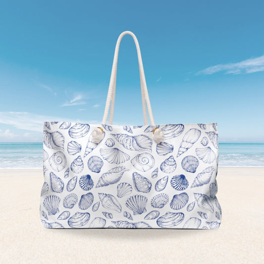 Blue Seashell Beach Bag - WEEKENDER BAG from Blue Water Songs