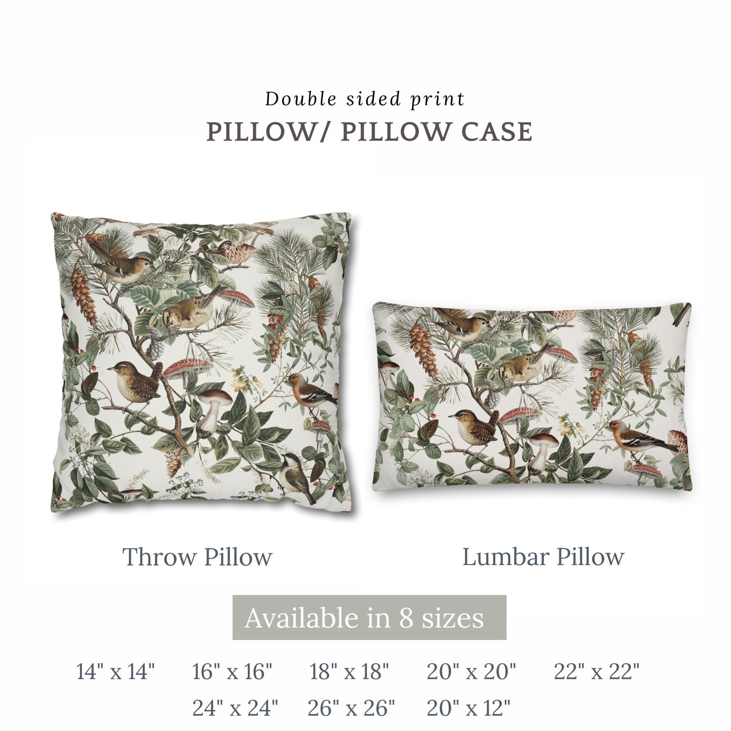 OREILLER ET HOUSSE Oiseaux et Champignons - WOODLAND