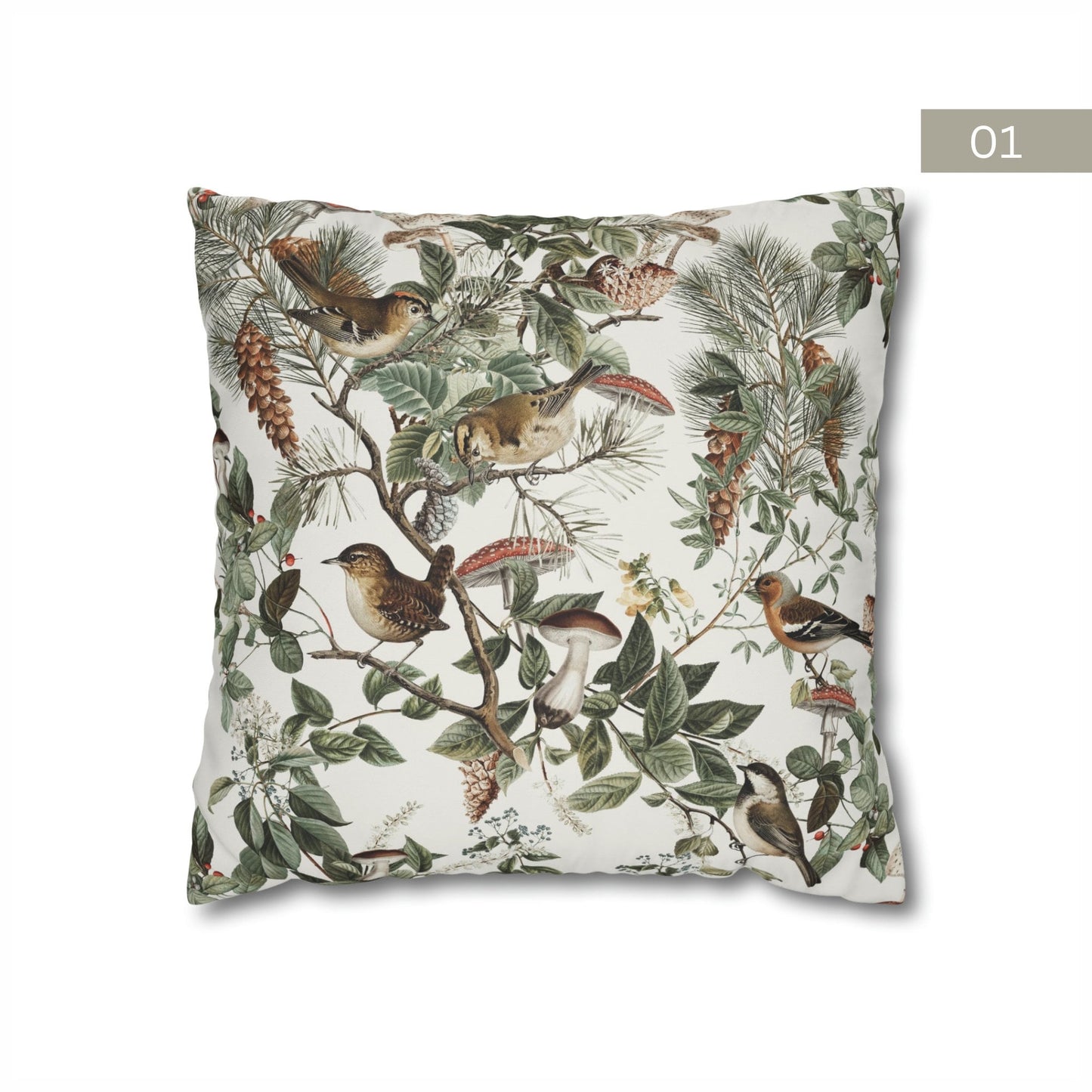 OREILLER ET HOUSSE Oiseaux et Champignons - WOODLAND