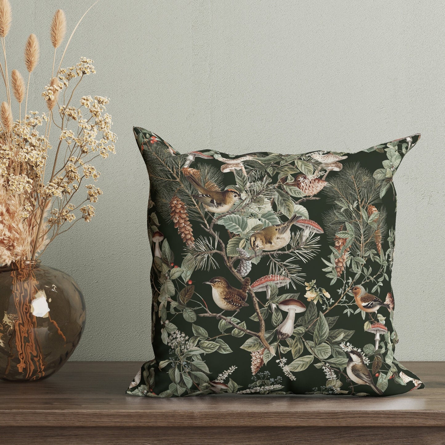 OREILLER ET HOUSSE Oiseaux et Champignons - WOODLAND