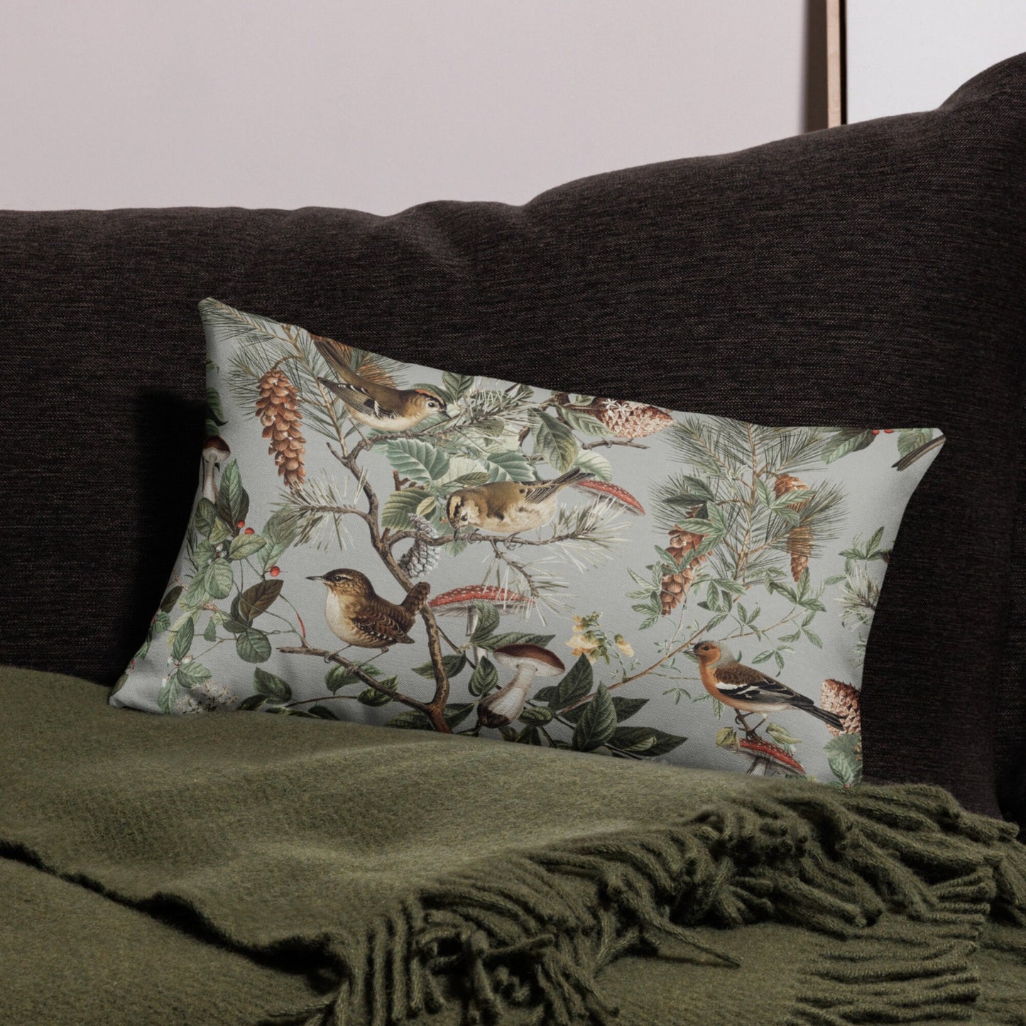 OREILLER ET HOUSSE Oiseaux et Champignons - WOODLAND