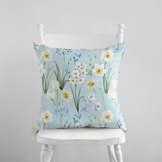 Watercolor Blue Wildflowers Spring PILLOW & COVER | SPRING23 DECOR