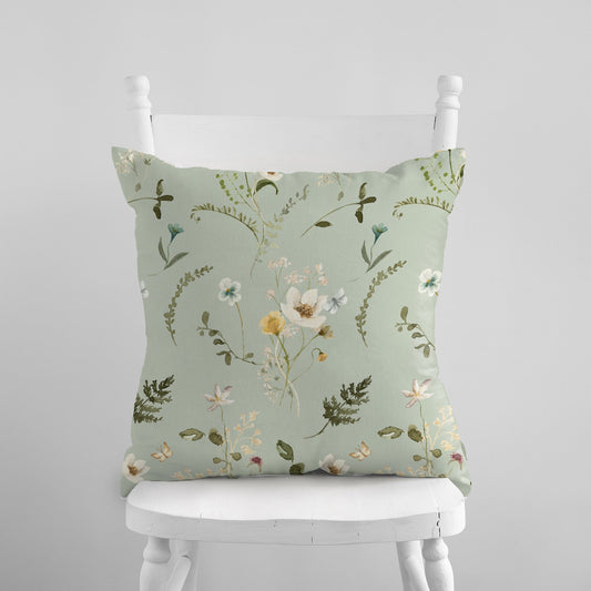 Watercolor Wildflowers Green PILLOW & COVER | SPRING23PL28