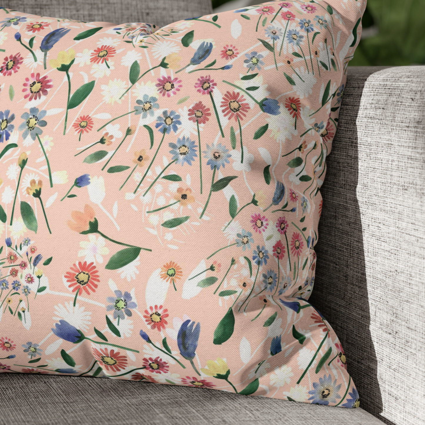 Pink Floral Spring PILLOW featuring bright blossoms against a soft pink background, perfect for spring decor.
