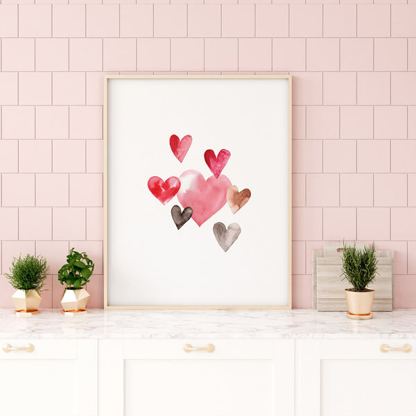 valentine poster by Blue Water Songs leaning on pink wall